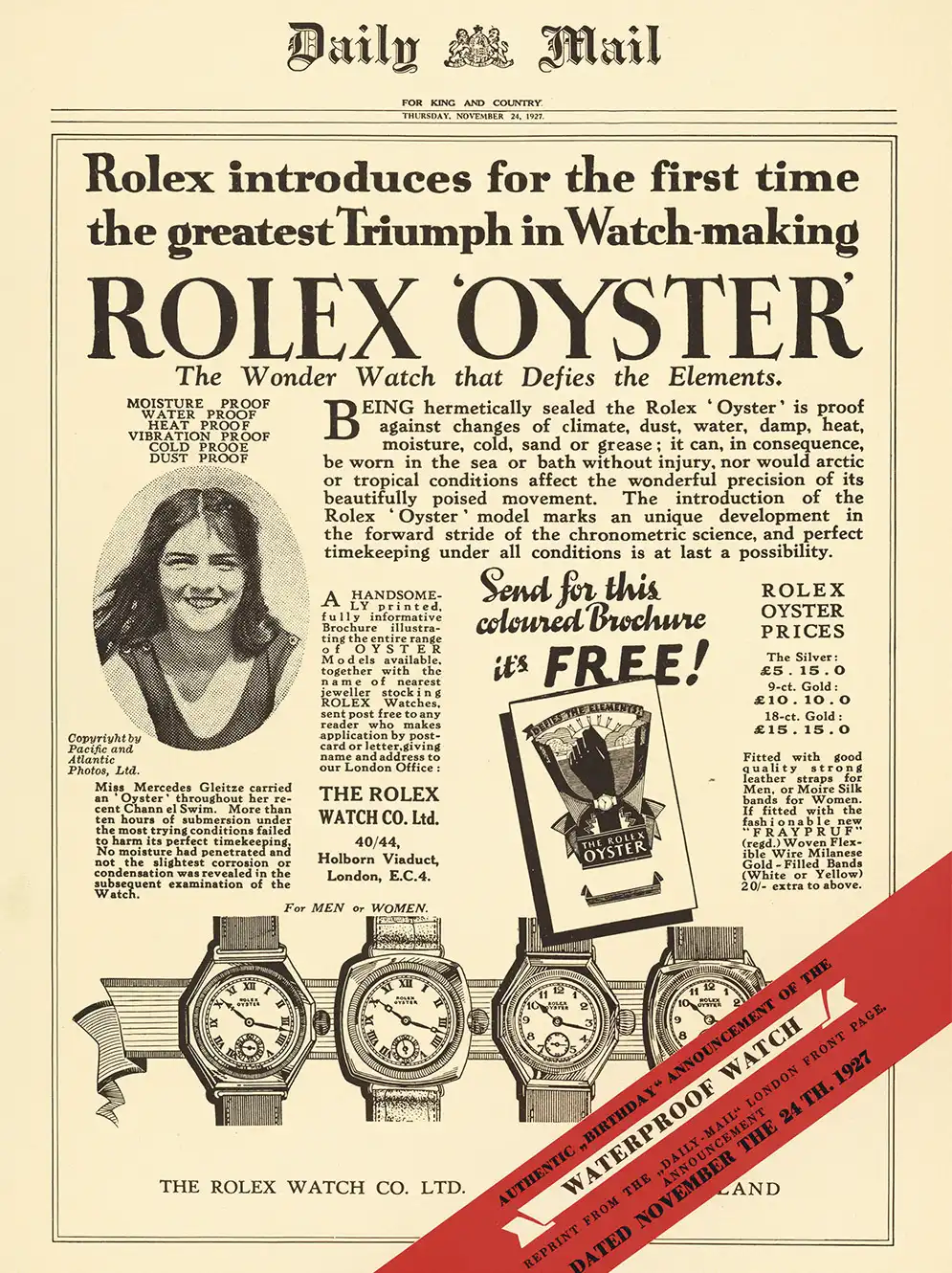 Rolex Oyster Story 1927 Mercedesgleitze Landscape