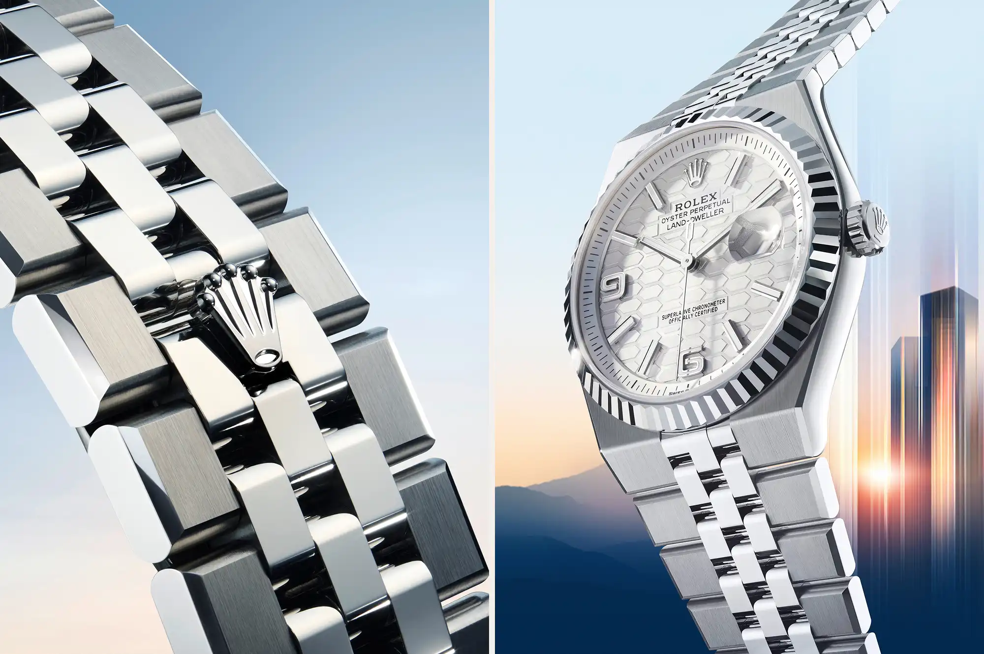 Rolex The Land Dweller Flat Jubilee Bracelet M127334 0001 2501fj 005 And M127334 0001 2501fj 003 Landscape