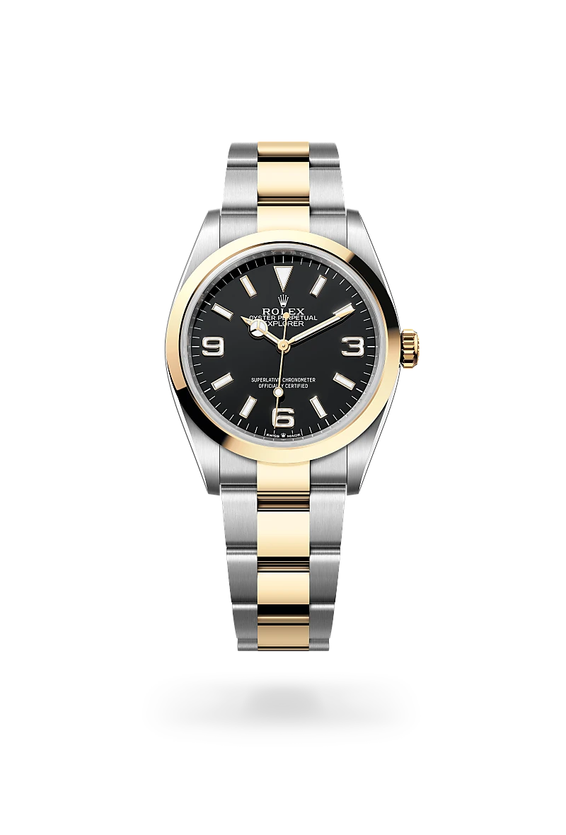 Rolex Explorer Oyster, 36 mm, acciaio Oystersteel e oro giallo