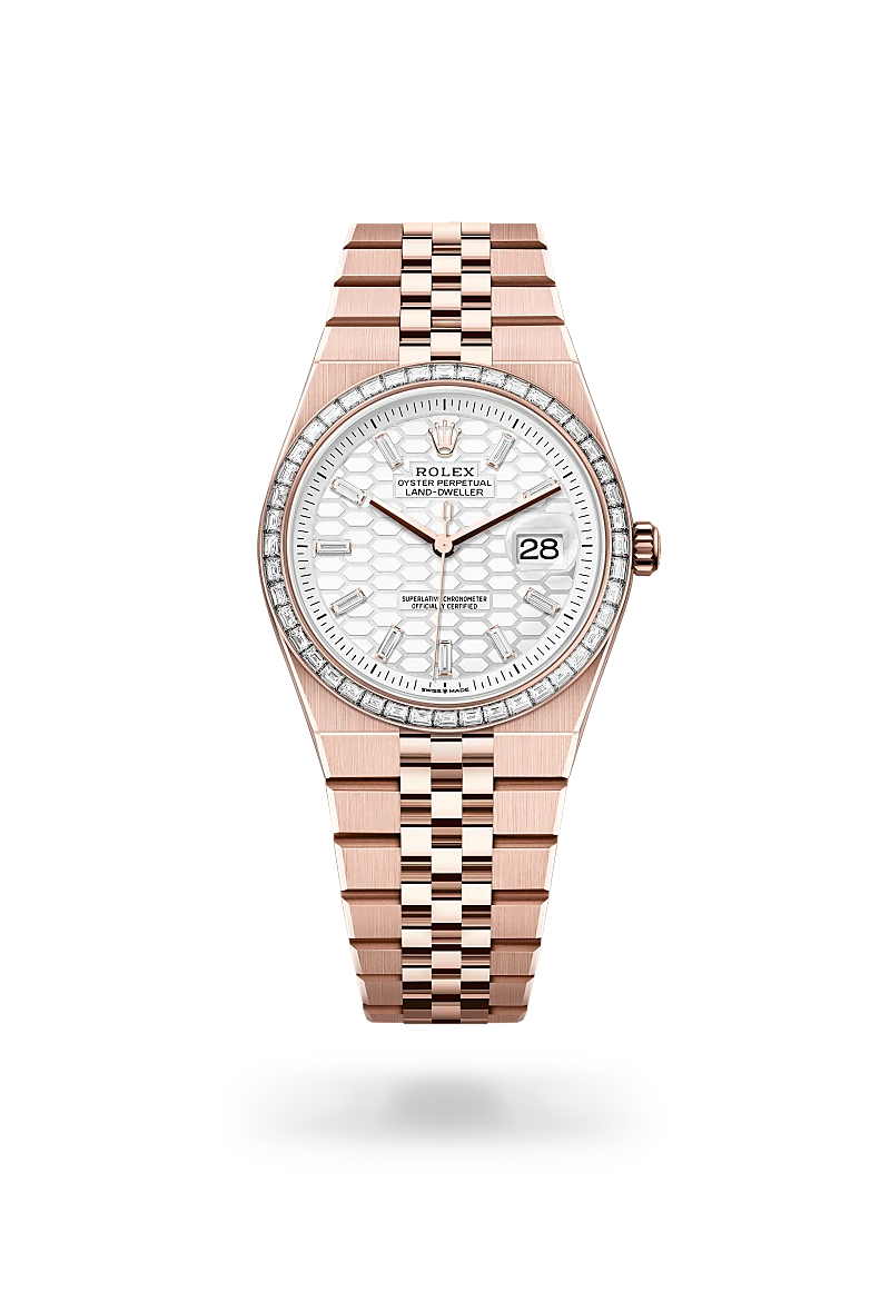 Rolex Land-Dweller Oyster, 36 mm, Everose gold and diamonds
