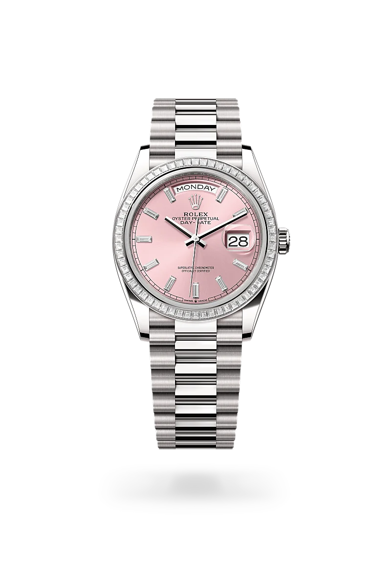 Rolex Day-Date Oyster, 36 mm, oro bianco e diamanti