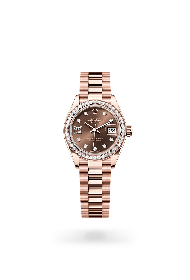 Rolex Lady-Datejust Oyster, 28 mm, oro Everose e diamanti