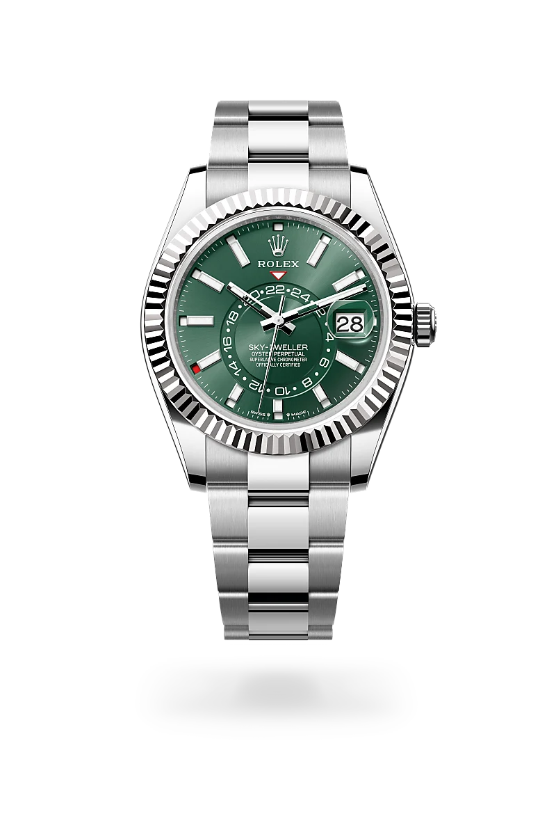 Rolex Sky-Dweller Oyster, 42 mm, acciaio Oystersteel e oro bianco