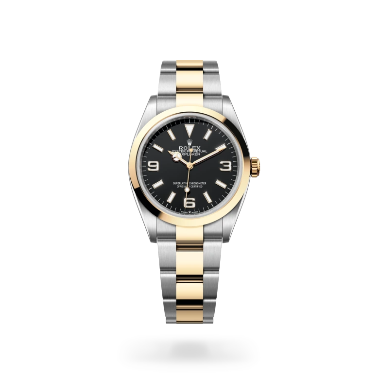 Rolex Explorer Oyster, 36 mm, acciaio Oystersteel e oro giallo