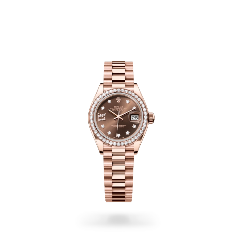 Rolex Lady-Datejust Oyster, 28 mm, oro Everose e diamanti