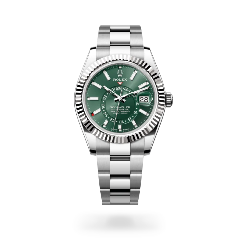 Rolex Sky-Dweller Oyster, 42 mm, acciaio Oystersteel e oro bianco