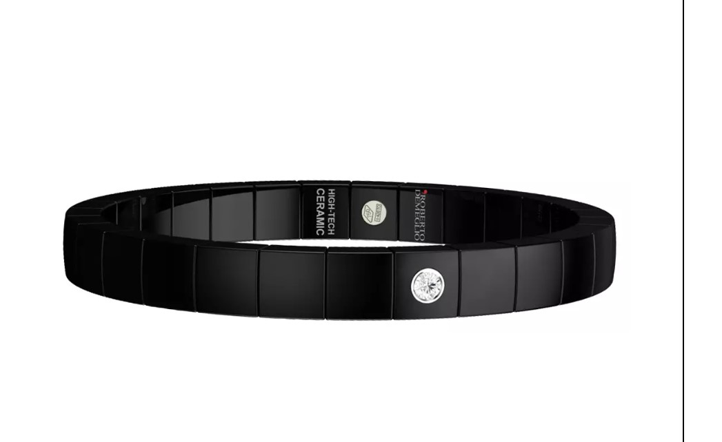 Immagine ROBERTO DEMEGLIO Bracciale scacco in ceramica nera satinata e diamanti