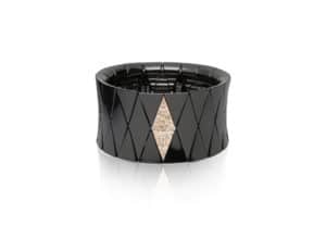 Immagine ROBERTO DEMEGLIO Diva bracciale elastico in oro 18K, ceramica nera e diamanti brown