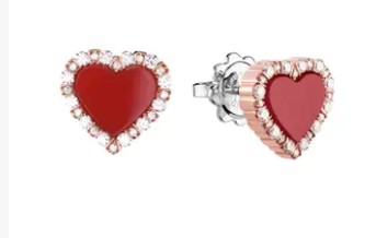 Immagine Orecchini Cuore brillanti e corniola